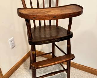 Antique wood high chair 