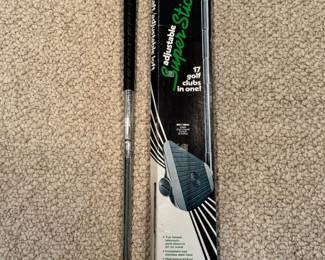 Vintage Adjustable SuperStick telescopic shaft/adjustable loft golf club.  17 gold clubs in one and never used!