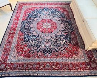 Gorgeous antique Esfahan (Isfahan) Kork wool with silk rug, approximately 100” x 120” 