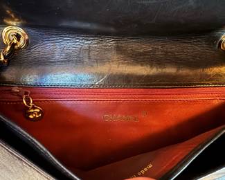 Vintage ca. Mid 1980’s Chanel quilted leather envelope style handbag with dust bag, purchased at aux Galeries Lafayette, Paris