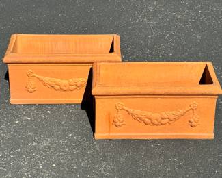 Two vintage La Vorato A Mano terracotta planters