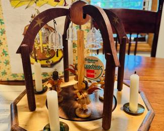 Vintage ‘Heavenly Wonder’ wood pyramid from Germany.  With original tag, box and set-up directions