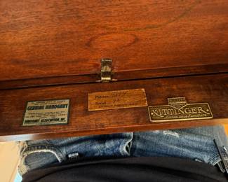 Vintage Kittinger mahogany half round table.  This piece measures 20”W x 21”T