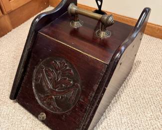 Antique fireplace coal box