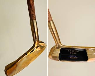 Rare Sutter’s Mill 24kt gold plated putter with ‘Freeway Ford’ and Ford logo on base.  Never Used!