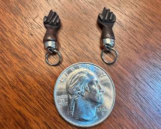 Two miniature carved wood Mano Figa Fist charms/pendants.  These will be sold individually 
