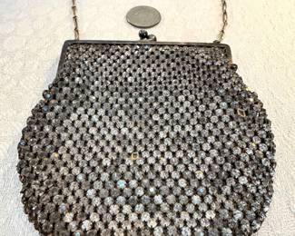 Antique Edwardian beaded crystal purse.  There is some loss to the crystal beads