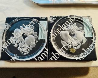 Val St. Lambert crystal bottle coasters, sold separately 