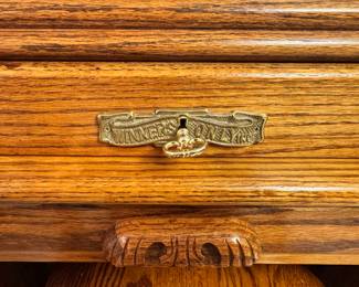Vintage Winners Only oak roll top desk with locking key and chair