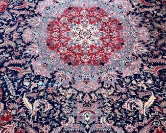 Gorgeous antique Esfahan (Isfahan) Kork wool with silk rug, approximately 100” x 120” 