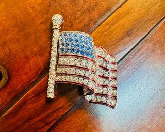Swarovski Crystal American Flag brooch