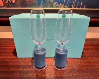 New With Box Tiffany & Co. crystal champagne flutes