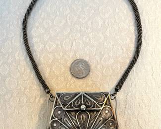 Beautiful antique English silver filigree “reticules” (coin purse) with incredible handle