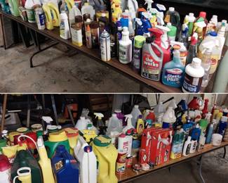 garden chemicals, cleaning supplies