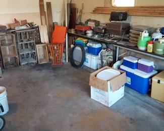 vintage crates, coolers, charcoal grills