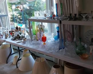 tea cups, vases , art glass, lamp shades