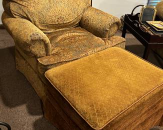 Overstuffed Chair with Ottoman