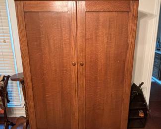 Empire Revival Oak Armoire