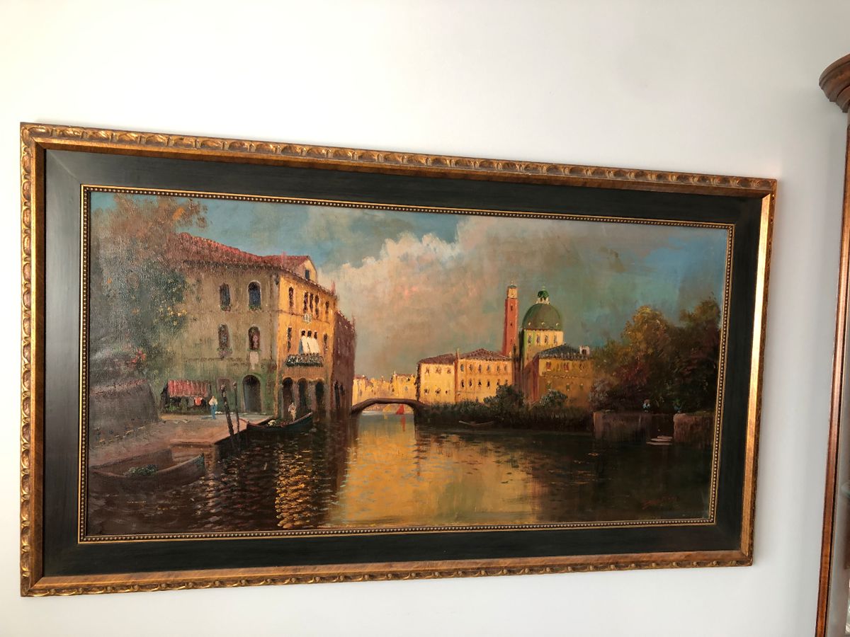 Large vintage Venetian oil painting