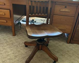 Oak desk and desk chair
