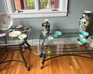 Glass top table and end table