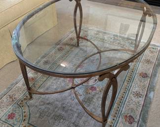 Lot #12 - Glass Top Coffee Table with Decorative Metal Base