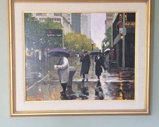 Lot #15 - "A Day in the Rain" by John K. Harrell Original Signed Acrylic on Canvas