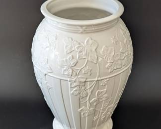 Lot #139 - Elegant Wedgwood Vase - Floral Design, Classic Cream Color, Decorative Home Accent