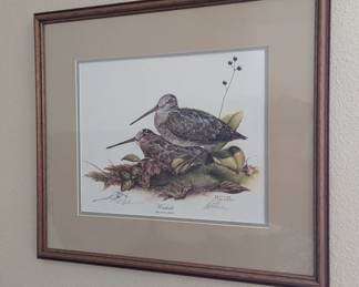 Lot #109 - Signed & Dated Dietmar Krumrey "Woodcock" Lithograph with Original Drawing