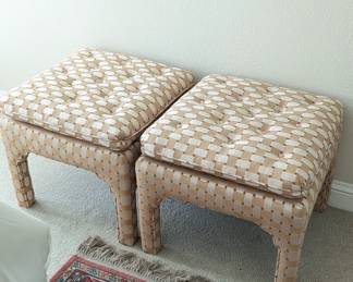 Lot #96 - Upholstered Benches Stools Pair