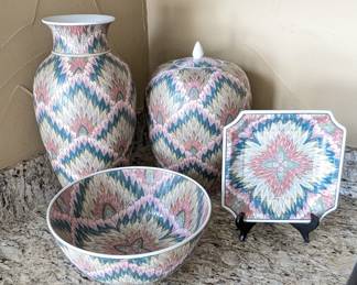 Lot #84 - Decorative Porcelain Collection - Elegant Vases, Bowl & Decorative Plate