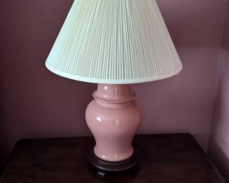 Lot #123 - Pair of Vintage Pink Table Lamps with Pleated Shades