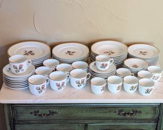 Lot #40 - Haviland Limoges Place Setting For 8 With Large Array of Serving Dishes and Platters 