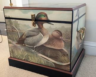 Lot #112 - Knob Creek Decorative Storage Chest - Hand-Painted Ducks & Wildlife Design