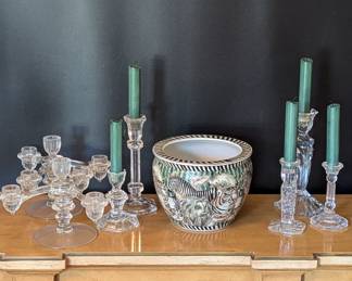 Lot #53 - Decorative Candle Holders & Unique Planter Lot