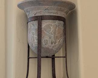 Lot #68 - Decorative Stone Planter with African Wildlife Relief Design
