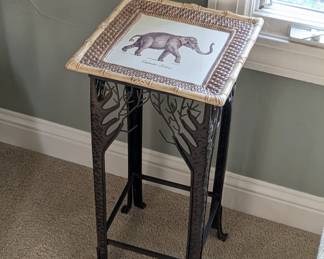 Lot #9 - Metal Plant Stand with Elephant Platter