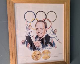 Lot #93 - Limited Edition Miles Handiman Signed Original Watercolor of Scott Hamilton American Figure Skating Olympics