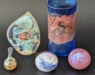 Lot #147 - Art Glass Variety Lot - Signed Pieces, Colorful Sculptures & Vases