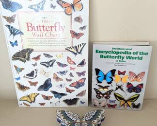 Lot #118 - 4-Piece Chinese Cloisonne Butterfly Boxes, Plus Two Books of Butterflies