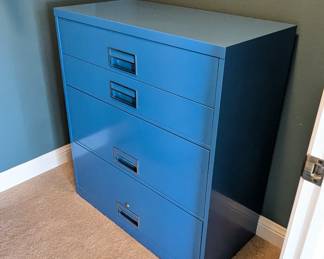 Lot #171 - Blue Steelcase Broadsides Filing & Storage Cabinet Plus Trash Can