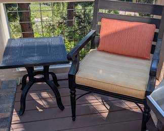 Lot #74 - Patio Chair with Cushion & Side Table