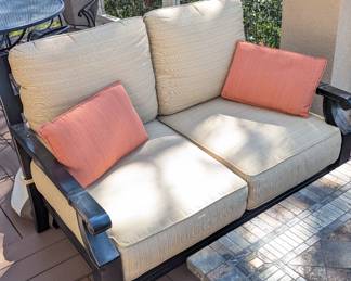 Lot #72 - Patio Loveseat with Cushions & Throw Pillows