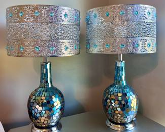 Mosaic Metallic Table Lamps