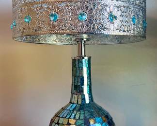 Mattei Jeweled Metal Shade with Mosaic Base Table Lamps