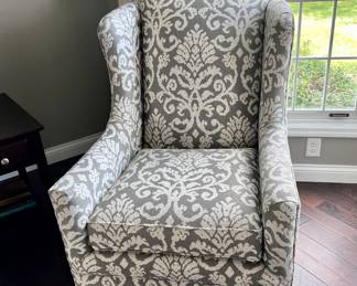 2 x Grey and White Arm Chairs by Bassett Furniture