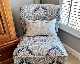 Blue and White Accent Chair