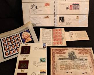 Binder Of Stamps And Money 