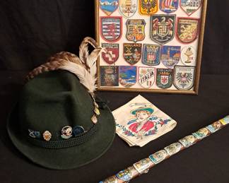 Europe Travels Cane, Cap And Patches