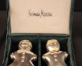 Newman Marcus Silver Plated MrMrs Gingerbread Man